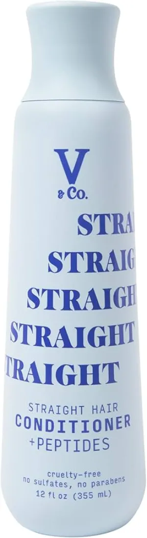 V & CO straight hair conditioner   peptides curlty free no sulfates no parabens بلسم الشعر المنسدل