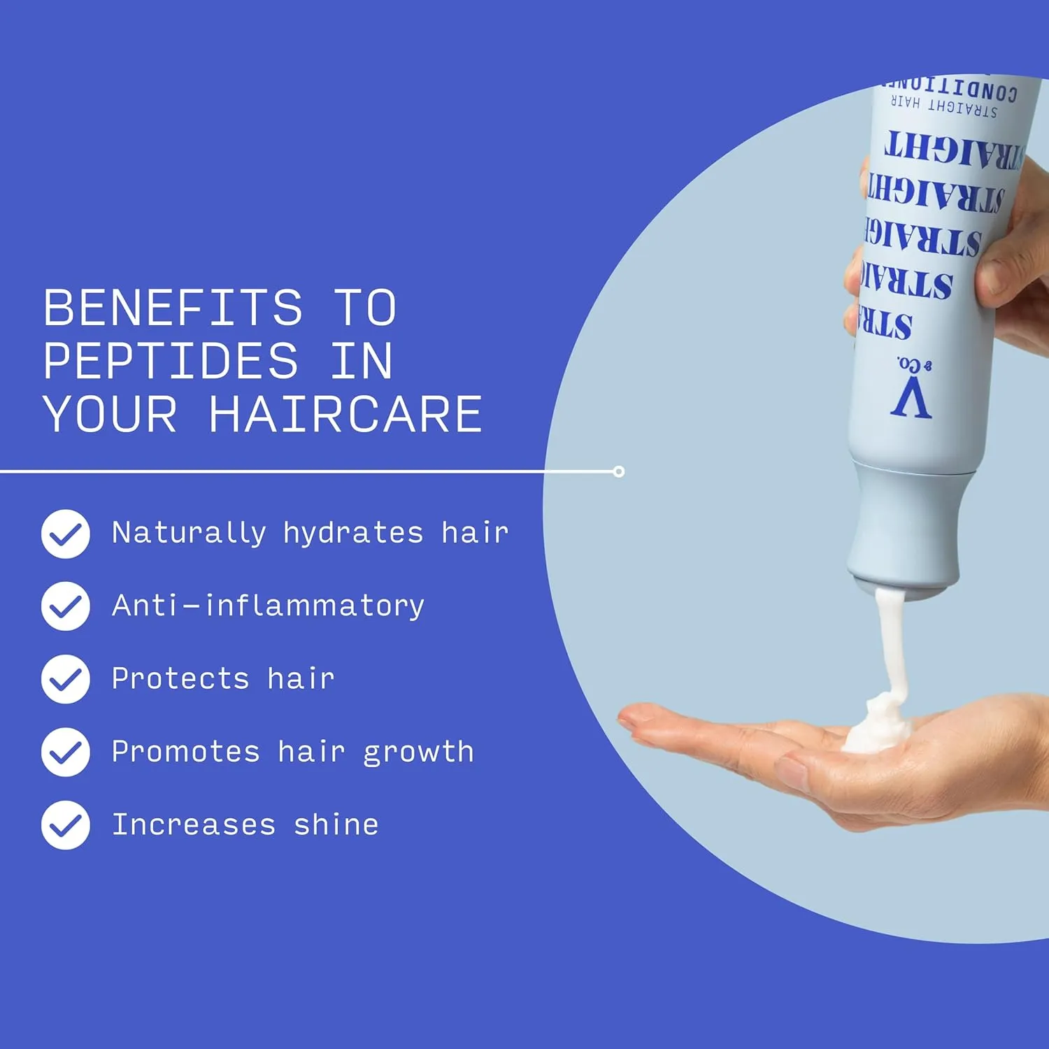 V & CO straight hair conditioner   peptides curlty free no sulfates no parabens بلسم الشعر المنسدل