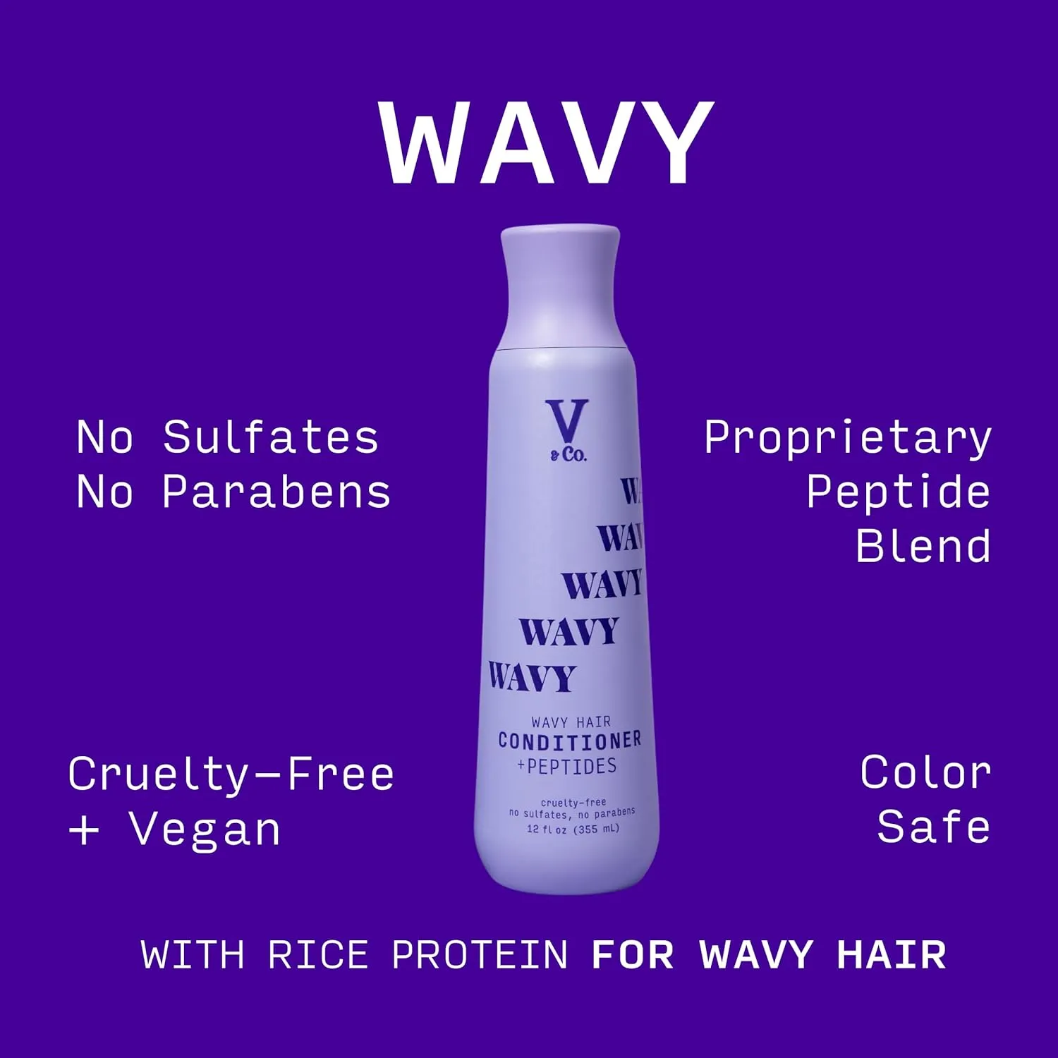V & CO wave hair conditioner   peptides curlty free no sulfates no parabens بلسم الشعر المموج