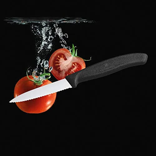 Victorinox, Swiss Classic KITCHEN KNIFE/ PARING KNIFE/ VEGETABLE KNIFE, 8 cm, wavy edge - BLACK colour.