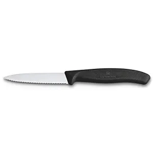 Victorinox, Swiss Classic KITCHEN KNIFE/ PARING KNIFE/ VEGETABLE KNIFE, 8 cm, wavy edge - BLACK colour.