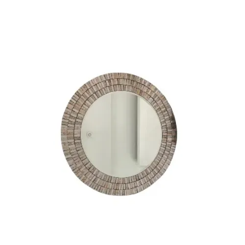 Vintage Mosaic Crackled Glass Round Mirror