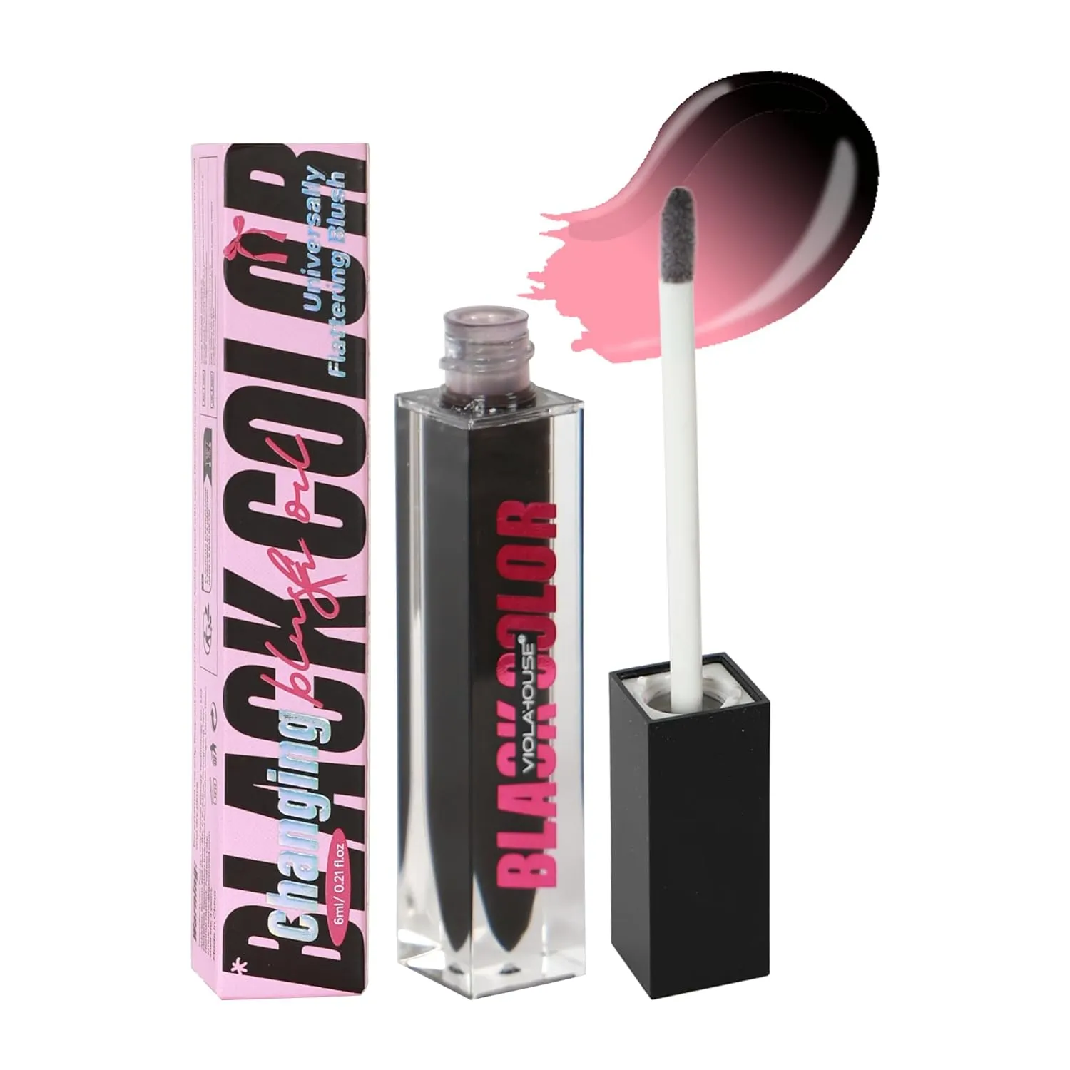 viola house Black Liquid Blush,Moisturising Color Changing Black Blush,Water-Based Ph Color Changing Blush,Multi-Purpose Liquid Blush Oil For Cheeks,Eyes and Lips 6ml/0.21oz 