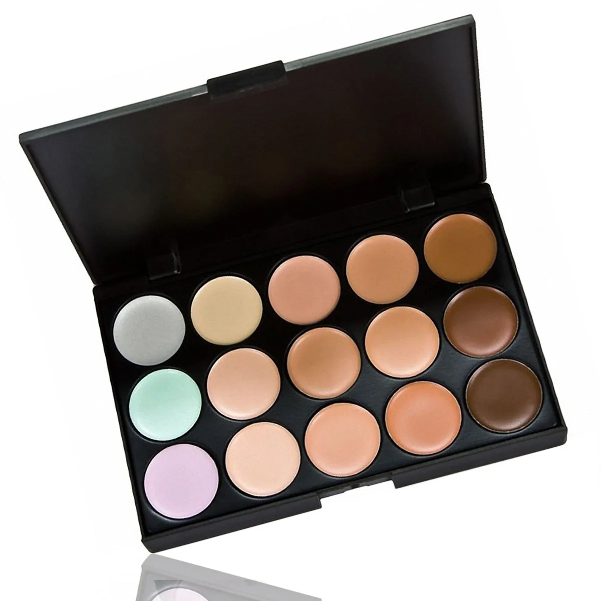 Vtrem 15 Colors Contour Palette Kit Conture Makeup Concealer Palette Powder Cream Camouflage Eye Shadow Face Contouring Foundation Palette with Toothbrush Foundation Brush & Powder Sponge