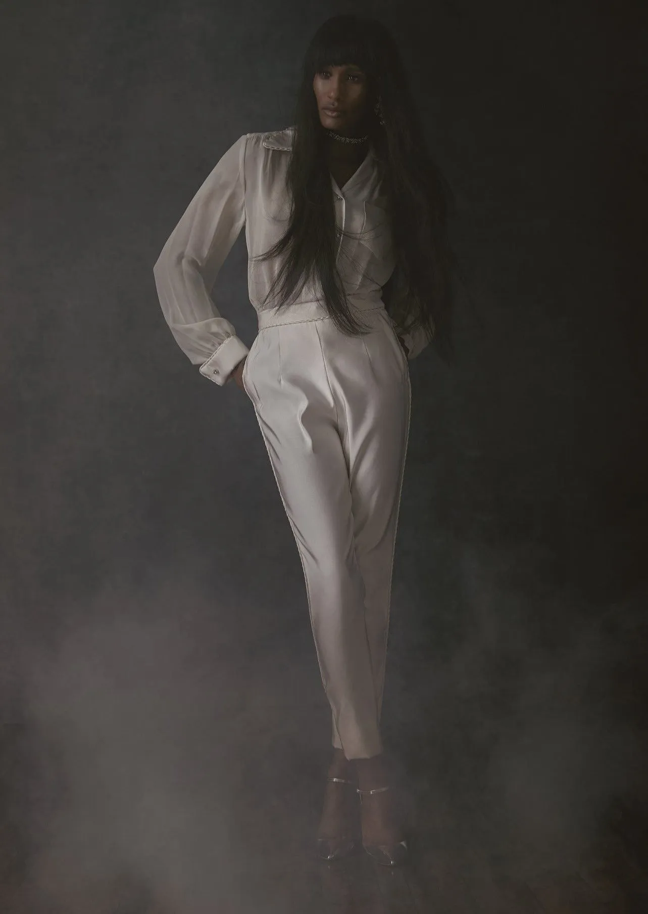 Wool Vest, Silk Chiffon Blouse, & Silk Faille Trouser | Spring/Summer 2019