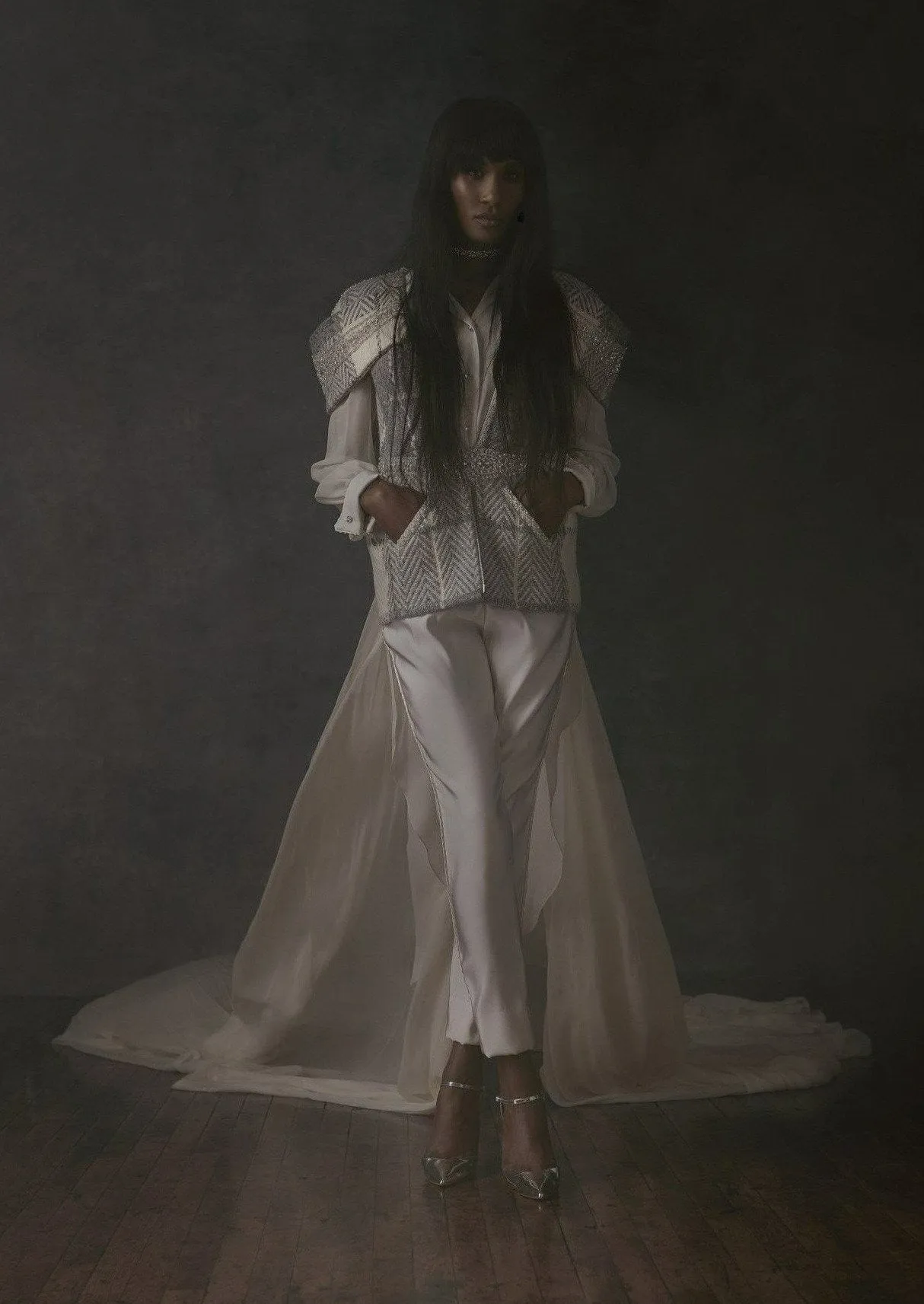 Wool Vest, Silk Chiffon Blouse, & Silk Faille Trouser | Spring/Summer 2019