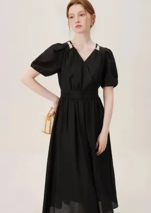 X WAIST CHIFFON DRESS