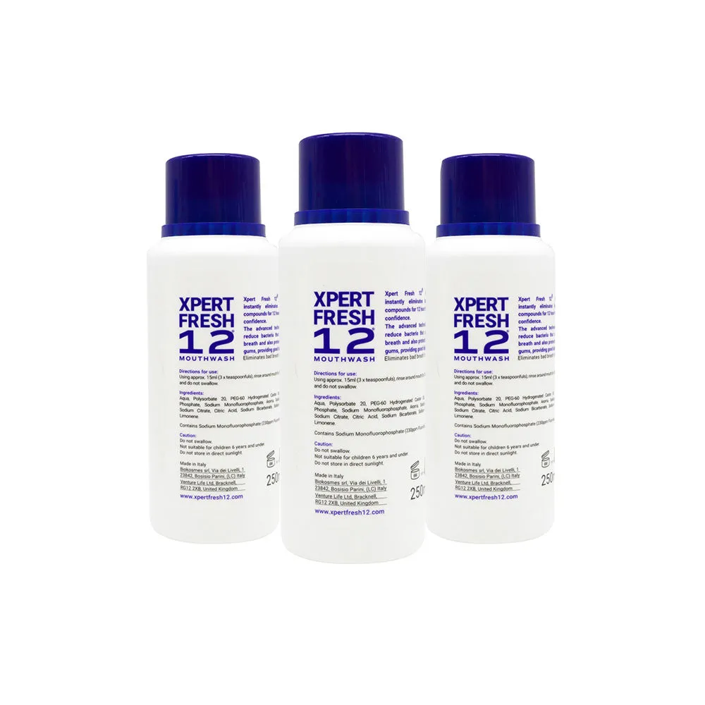 Xpert Fresh 12 Strong Extra Strong Mint Mouthwash 250ML x 3PK