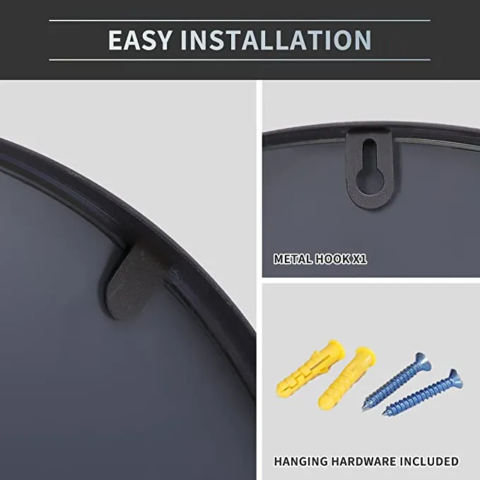 ZENY™ Black Circle Wall Mirror 18 Inch Round Wall Mirror with Metal Frame