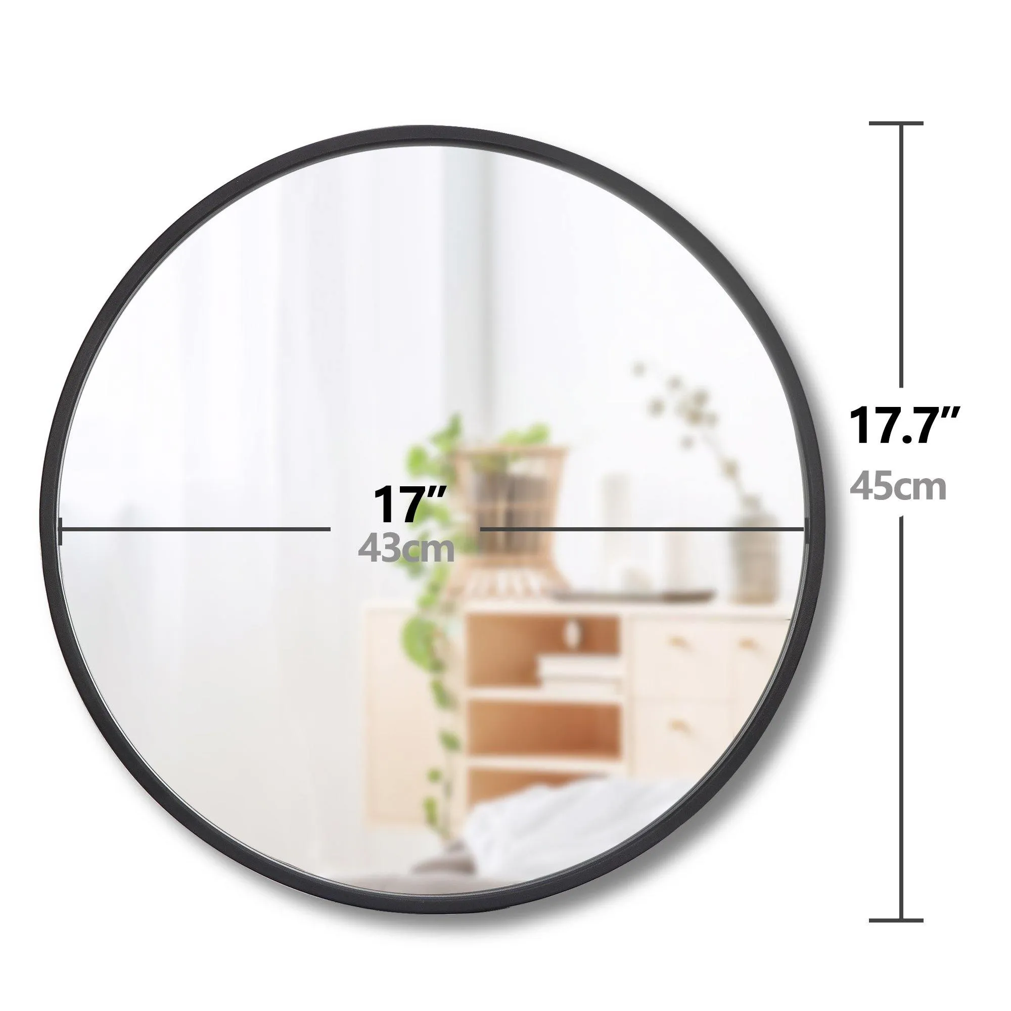 ZENY™ Black Circle Wall Mirror 18 Inch Round Wall Mirror with Metal Frame