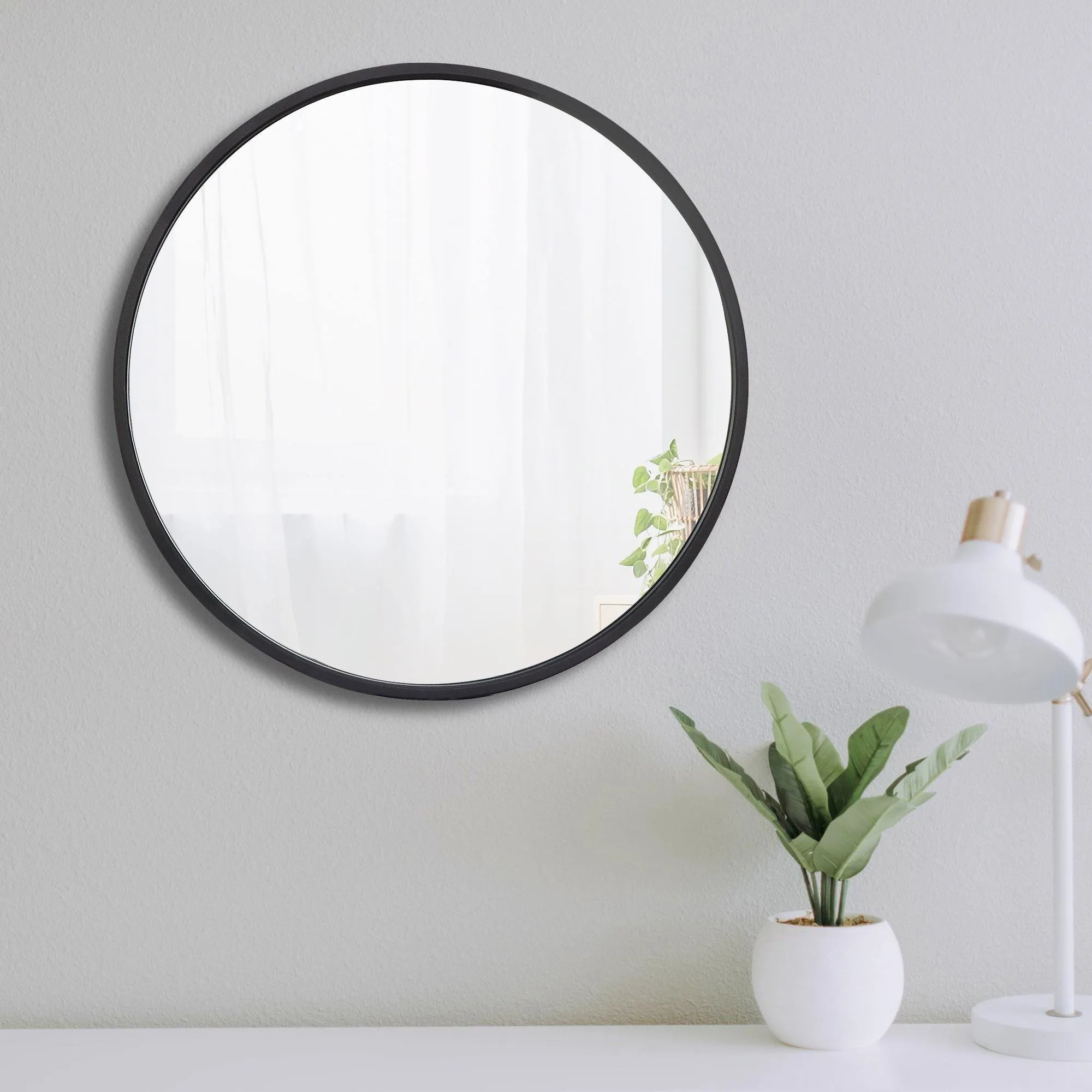 ZENY™ Black Circle Wall Mirror 18 Inch Round Wall Mirror with Metal Frame